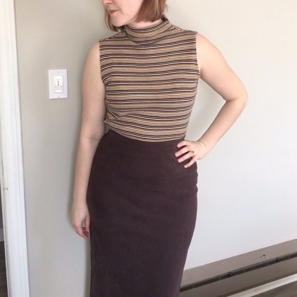 Vintage Suede Midi Pencil Skirt - Picture 3 of 3
